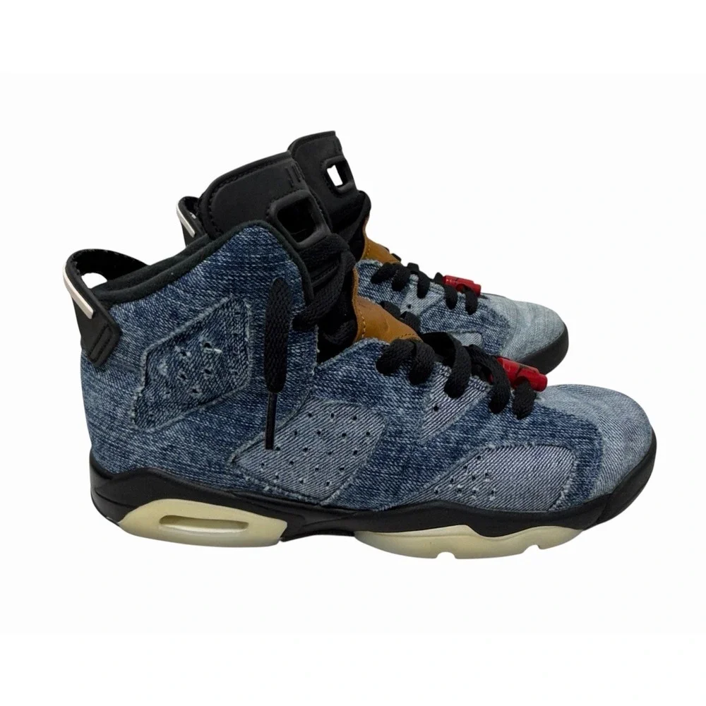 Nike Air Jordan 6 Retro Washed Denim GS Youth Size 7Y - CV5489-401 Blue Black
